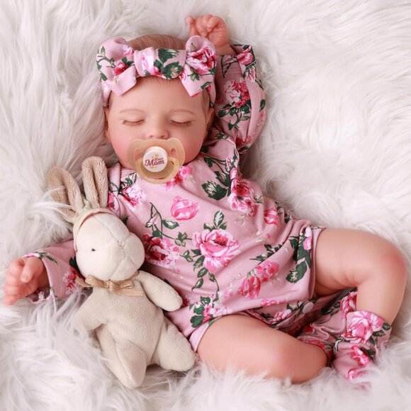 🆕20nch Rosy-Full Vinyl Body Newborn Doll Girl Poseable Limbs with Accessories - Picture 6 of 8